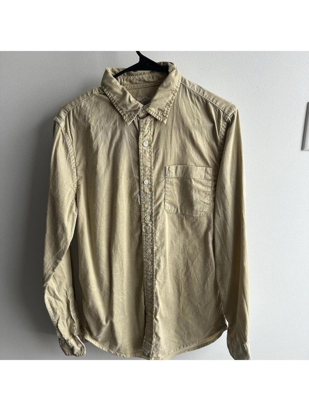 St. John’s Bay Comfort Flex Men’s Long Sleeve Button Down Tan Collared Size S